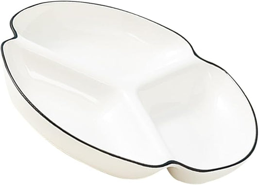 Ceramic Divided Serving Dish with Compartments Portion Control Dinner Plate for Snacks Fruits Appetizers Skid Base for Home Picnics Parties Restaurants