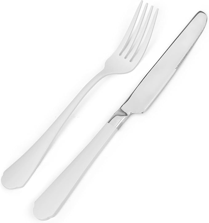 Bysta White Silverware Set, 20-Piece Stainless Steel Flatware Set, Kitchen Utensil Set Service For 4, Tableware Cutlery Set For Home And Restaurant, Includes Spoons Forks And Knives（Mirror Polished）