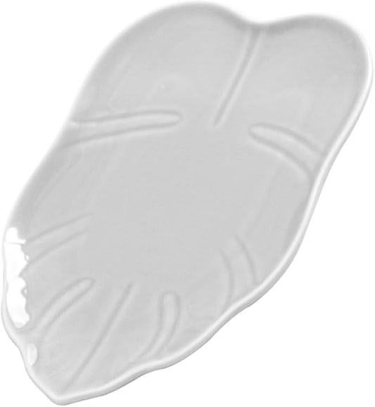 LIFKOME Convenient Leaf-shaped Ceramic Snack Plate Multi-function Dessert Tray for Fruits Nuts and Appetizers for Home Parties and Gatherings Easy to Clean and Maintain