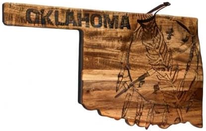 Totally Bamboo Rock & Branch Origins Series Oklahoma State Shaped Cutting Board and Charcuterie Serving Tray, Includes Hang Tie for Wall Display 16-3/4" x 9" x 5/8"