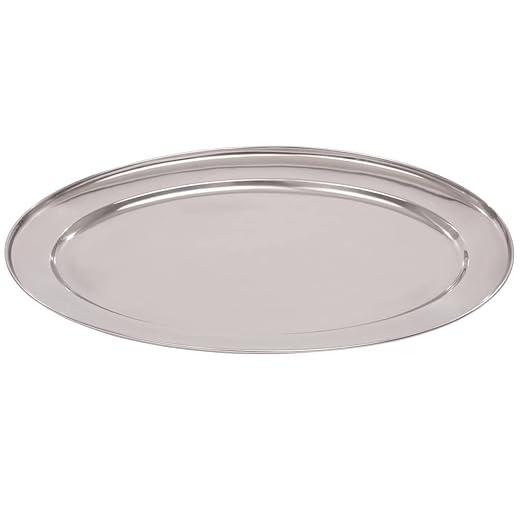 Olympia Oval Serving Tray with Wide Raised Rim Made of Stainless Steel - 455mm