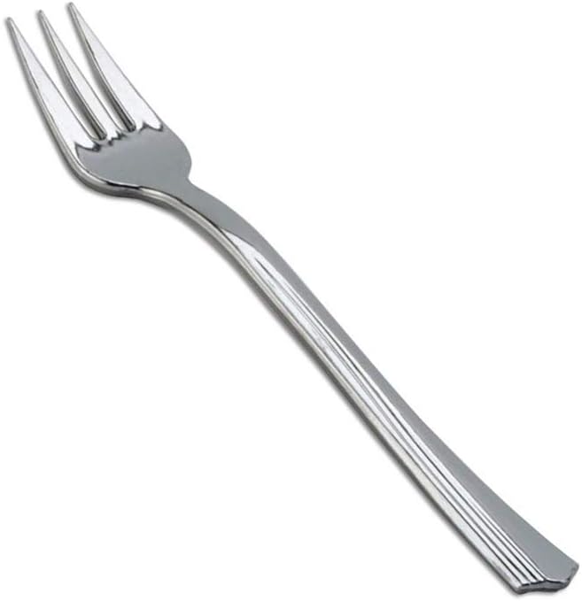 200 Mini Plastic Tasting Forks for Appetizer - 4.2” Inches Reflection Stainless Steel Finished Silver Perfect Desserts Cocktail Cake Fruit Wedding Party Petite Premium Three Prong Disposable Fork