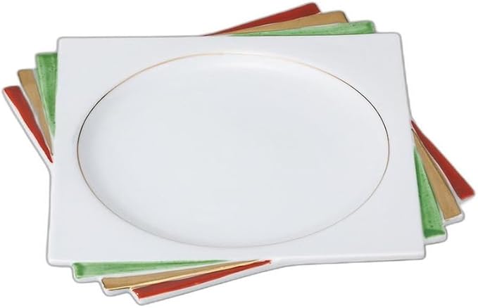 Three Color 4 Stacked Square Plates [9.1 x 9.1 x 1.0 inches (23 x 23 x 2.5 cm) | Appetizer Plate, Setomonohonpo