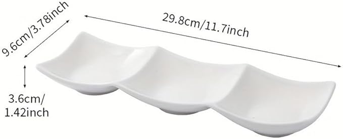 Bowl for Sauce 1PC Rectangular White Ceramic Plate Stackable Appetizer Snack Dip
