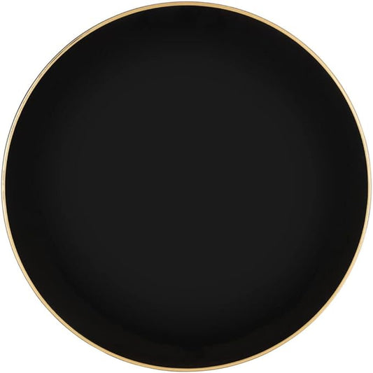 PARTY BARGAINS 13-Inch Charger Plates - 48 Pack, Organic Collection Black Gold Rim, Heavy-Duty Disposable Chargers for Elegant Dining - Ideal for Weddings and Formal Events