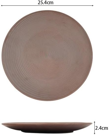 Dessert Plates Simple Ceramic Round Plate European Flat Plate Brown Dish Plate Pasta Plate Steak Plate Creative Western Food Plate Dinner Tableware