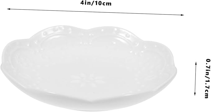 2pcs Decorative Floral Relief Ceramic Appetizer Plates White Sauce Dishes for Seasoning Suitable for Dips Desserts and Snacks