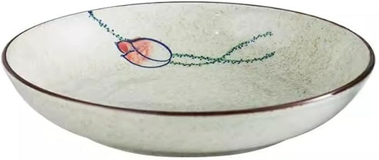 SONGCHAO Party Supplies Japanese Retro Ceramic Plate Deep Plate Dinner Plate Home Restaurant Rice Bowl Soup Plate Japanese Tableware Party Plates (Color : 2)