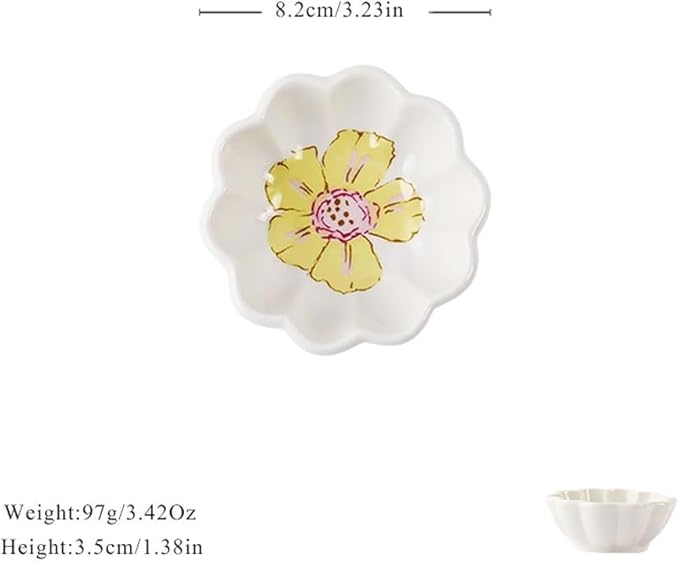 FAREWELL Dipping Bowls Soy Sauce Plate Flower Shape Ceramic Mini Condiment Dish Side Dish Appetizer Plate Sushi Soy Dip Bowl Serving Plate Set Appetizer Bowls (Color : B)