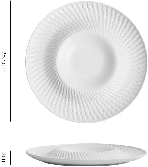 Kitchen Plates 10-inch Japanese Hotel Restaurant Western Tableware White Ceramic Appetizer Plate Dessert Cake Restaurant Plates(A,10 in)