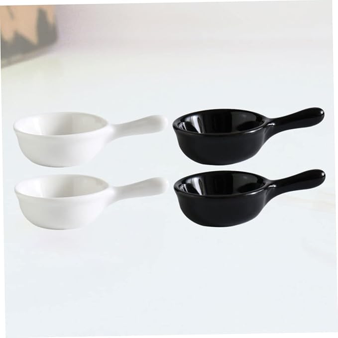 4Pcs Japanese Style Ceramic Dipping Sauce Plates with Ergonomic Handle for Appetizers Desserts and Seasoning Sauces Color for Home Restaurant Use