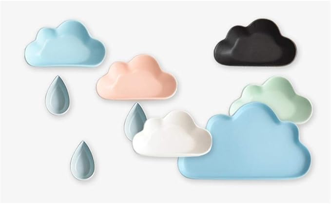 fruit dish2 PCS 4 PCS Ceramic Color Clouds Plate Porcelain Rain Tray Matt Smooth Plates Cute-Pink cloud4Big