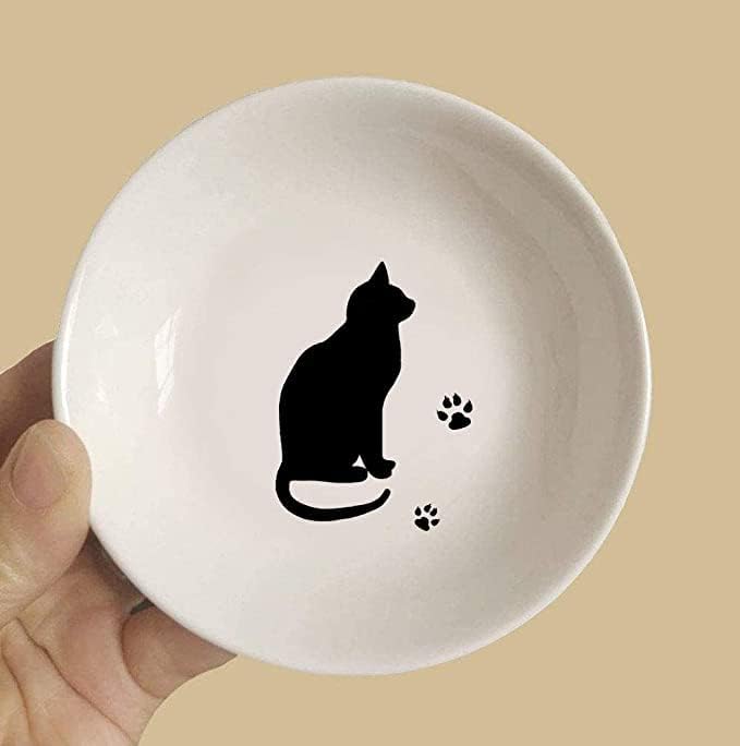 123Arts 4pcs Ceramic Cat Relish Dish Seasoning Dish Dipping Appetizer Plates Ketchup Plate
