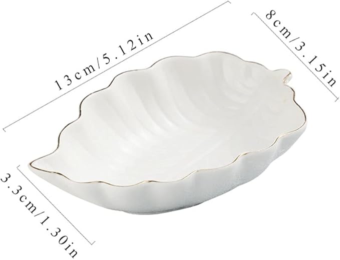 Appetizer Bowls Ceramic Dipping Sauce Dishes Leaf Shape Condiment Dishes Saucers Dipping Bowls Appetizer Plate for Seasoning and Snack (5.12inch) Salad Bowls