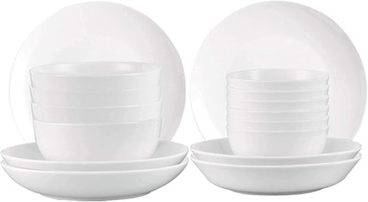 Fine Dinner Set,Dinner Plate Ceramics Dinner Set, Pure White Relief Light Luxury 32 Pieces Bone China Dinnerware Sets