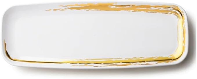 Disposable Whisk Collection Plastic White Oval Serving Tray Gold Accent 6.5" x 17.5" - Stunning and Perfect for Any Occasions: Pack of 48