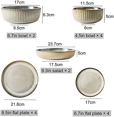 Porcelain Dinnerware Sets Plates and Bowls Sets 16pcs Dinnerware Sets, Ceramics Dinner Set for 4, Sky Brown Tableware Set, Complete Porcelain Combination, Retro Distressed Style