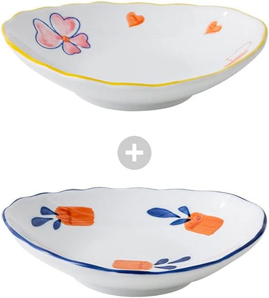 Appetizer Bowls 6 inch Ceramic Dessert Dishes Sauce Dish Soy Sauce Dipping Plates Snack Appetizer Side Dishes Serving Dish Japanese Style Dinnerware Set Salad Bowls (Color : A)