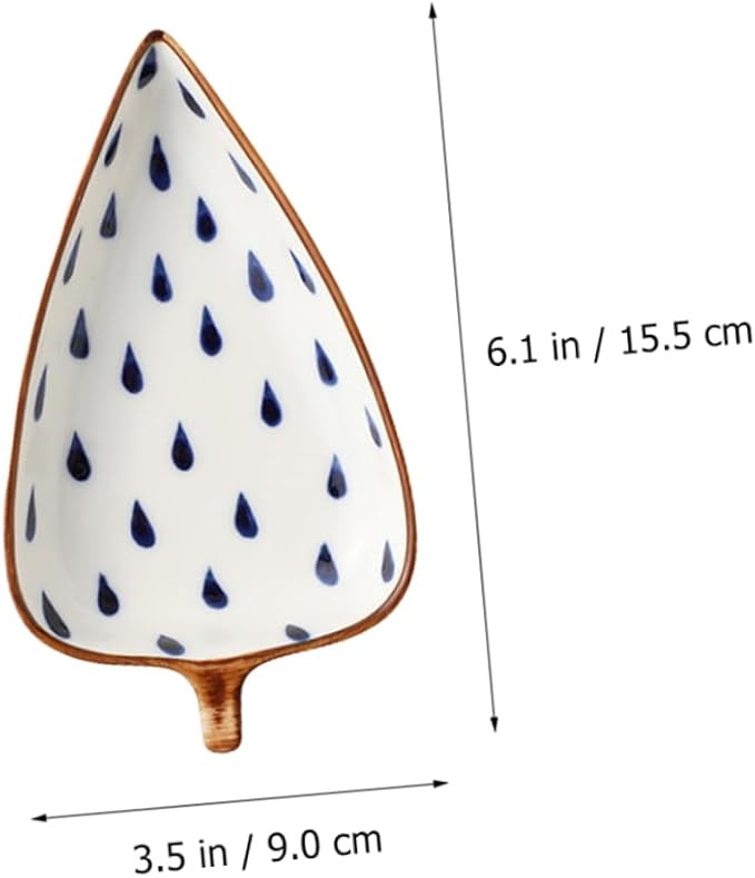 Homoyoyo Ceramic Snack Serving Plate with Leaf Design for Appetizers Sauces and Desserts for Home Dining Restaurants and Events