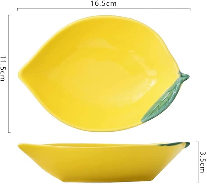 Ceramic Appetizer Plate Fruit Shape Plate Dessert Plate Salad Pasta Bowls Food Serving Tray for Fruit Cheese Dessert Snack-Yellow