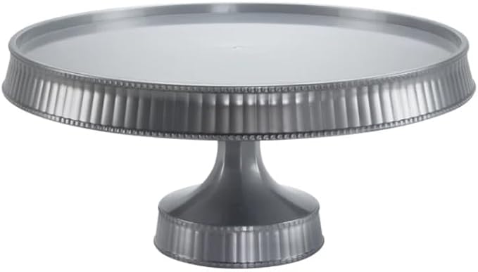 10.5 Inch Silver Round Plastic Cake Stand – Disposable Reusable Dessert Display Stand for Cakes, Cupcakes, Pastries, Weddings, Parties, Catering, and Everyday Table Decor (5)