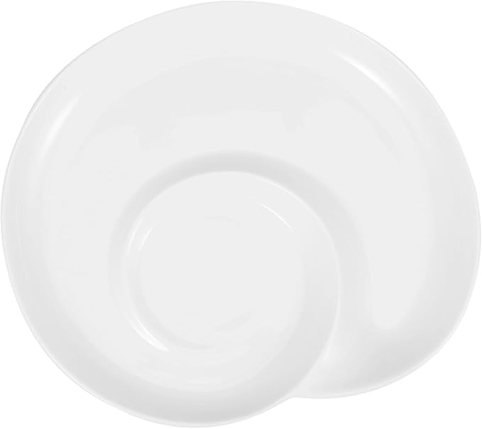 Mobestech Divided Ceramic Plate with Sauce Compartment Elegant Appetizer Serving Tray for Dumplings Sushi and Snacks Home and Restaurant Use
