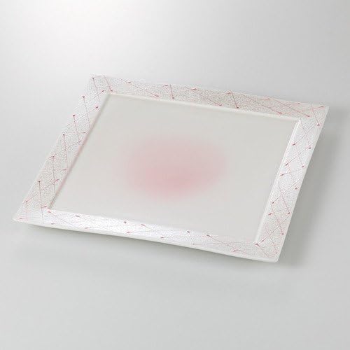 せともの本舗 Pink Ichini Square 8.0 Plate, 9.3 x 9.3 x 0.8 inches (23.7 x 23.7 x 2.1 cm), 23.5 oz (700 g), Appetizer Plate, Restaurant, Commercial Use,