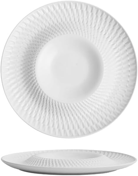 Dinner Plates 10-inch Japanese Hotel Restaurant Western Tableware White Ceramic Appetizer Plate Dessert Cake Kitchen Salad Bowl(A,12 in)
