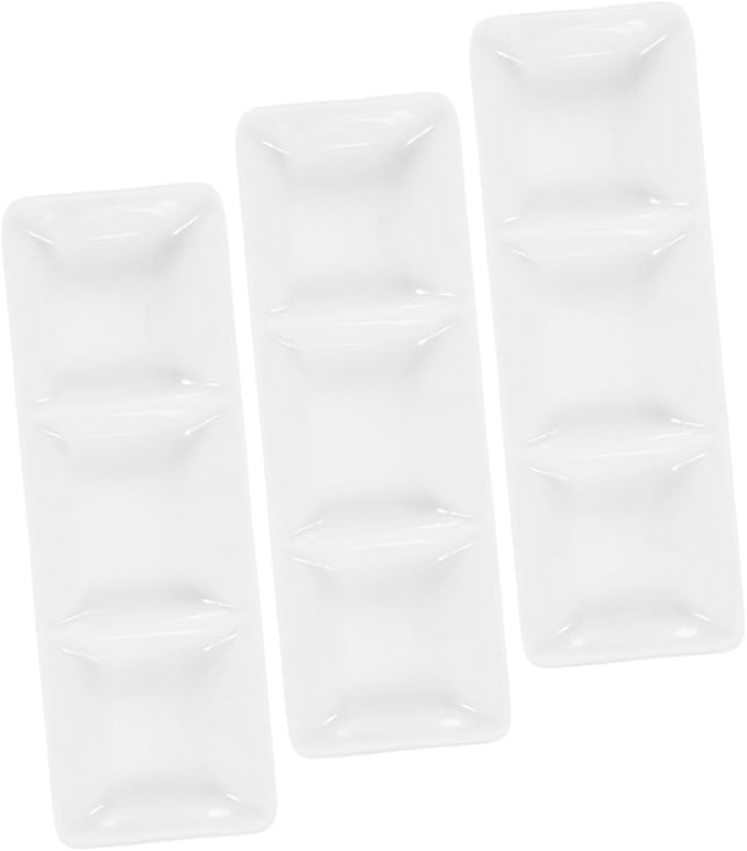 GLEAVI 4Pcs Ceramic Serving Platter Compartment Appetizer Dishes Sauce Cups for Ketchup Soy and Snacks for Parties and Gatherings