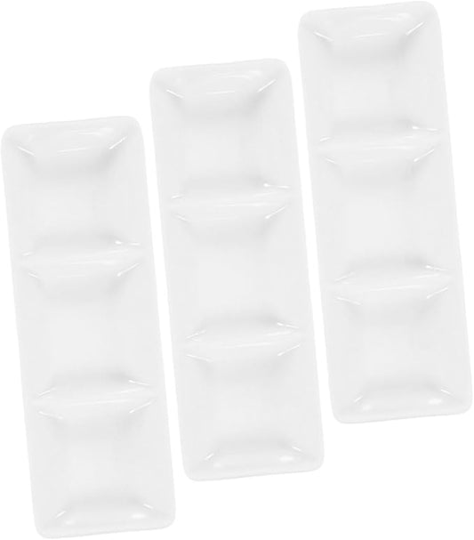 GLEAVI 4Pcs Ceramic Serving Platter Compartment Appetizer Dishes Sauce Cups for Ketchup Soy and Snacks for Parties and Gatherings