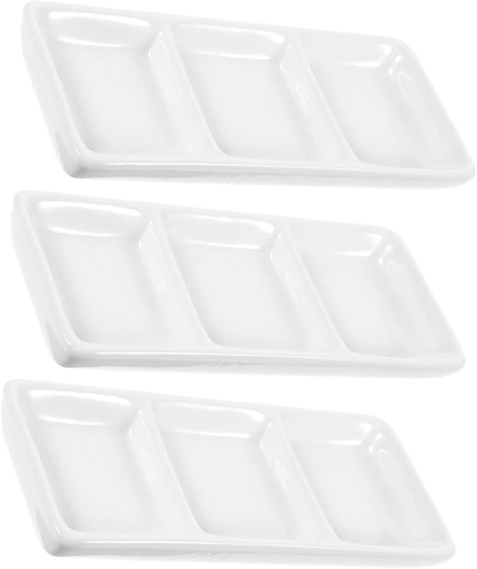 Alipis 4pcs Divided Serving Tray Ceramic Seasoning Containers Snack Plate Condiment Plate