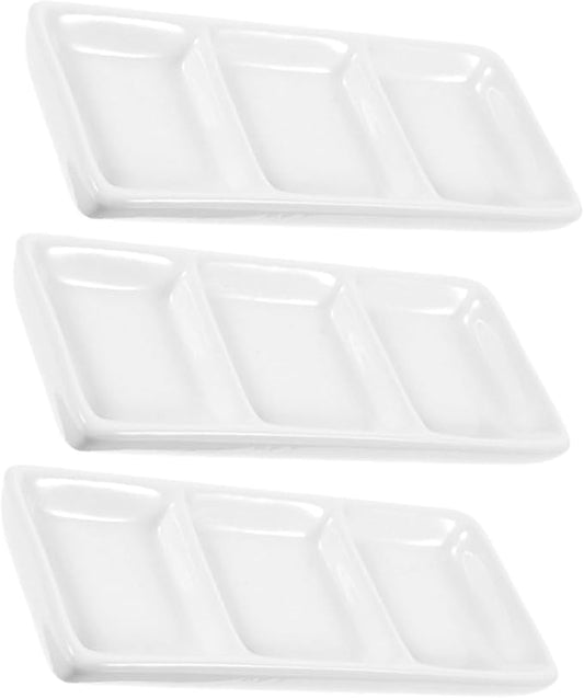 Alipis 4pcs Divided Serving Tray Ceramic Seasoning Containers Snack Plate Condiment Plate