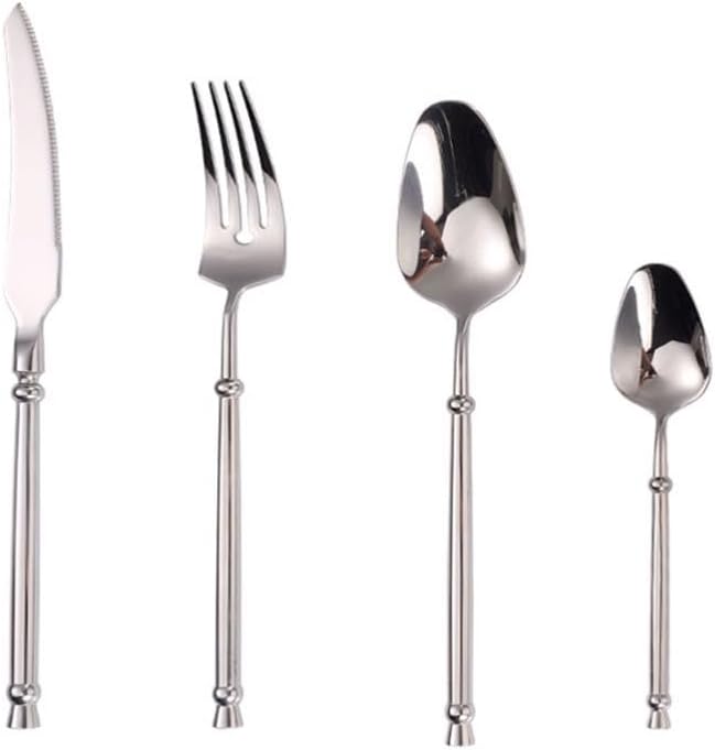 Exquisite Stainless Steel Cutlery Set Knife Fork Spoon Silverware Set Mirror Polished Flatware Set Kitchen Utensils Dessert Spoon Practical