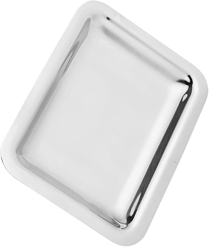 GLEAVI 304 Stainless Steel Snack Dish Thickened Rectangular Serving Tray for Hotel Towels Baking and Fruit Platter Sturdy Kitchen Organizer