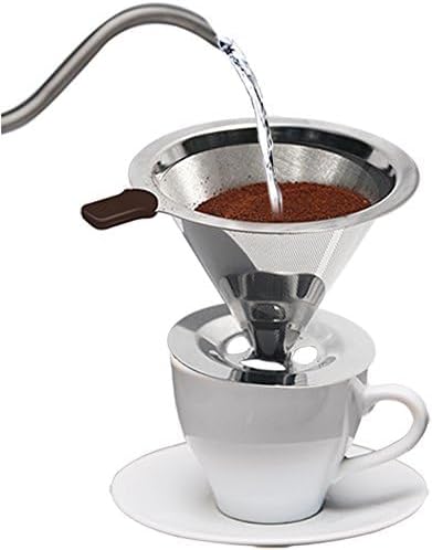 Mixpresso Pour Over Coffee Cone Dripper with Cup Stand - Paperless and Reusable Coffee Maker Filter