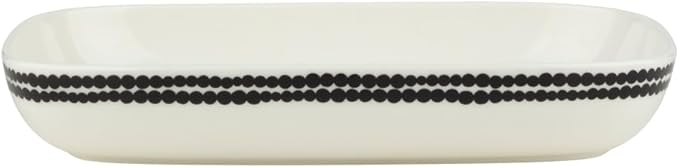 MARIMEKKO Oiva Siirtolapuutarha Black & White Serving Platter – Refine Your Kitchen Décor with Our Iconic White Stoneware – Stylish Serving Dishes for Entertaining (10 in x 7 in)