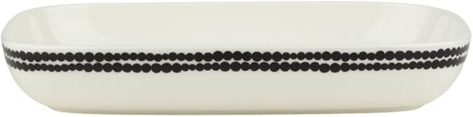 MARIMEKKO Oiva Siirtolapuutarha Black & White Serving Platter – Refine Your Kitchen Décor with Our Iconic White Stoneware – Stylish Serving Dishes for Entertaining (10 in x 7 in)
