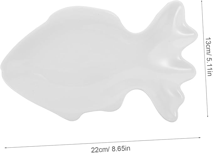 OUNONA Fish Shaped Ceramic Sushi Plate Small Appetizer Serving Bowl White for Dipping Snacks
