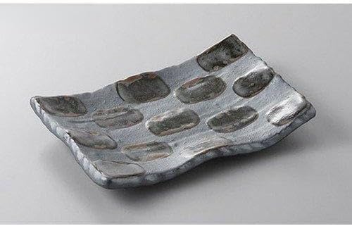 セトモノホンポ(Setomonohonpo) Set of 3, Pottery Plate, Black Crystal Appetizer Plate, 6.7 x 4.7 x 1.1 inches (17 x 12 x 2.8 cm), Earth, Japanese Tableware, Restaurants, Commercial Utensils, Tableware