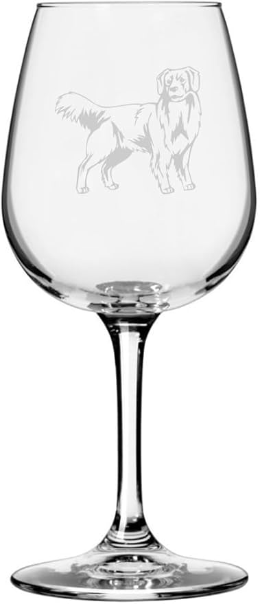 Etched Laser Art Personalized Dog Themed Etched Wine Glass - Custom Dog Breed Wine Glasses, Unique Birthday Gift for Men & Women - Nova Scotia Duck Tolling Retriever (Toller) Customized, 12.75 oz