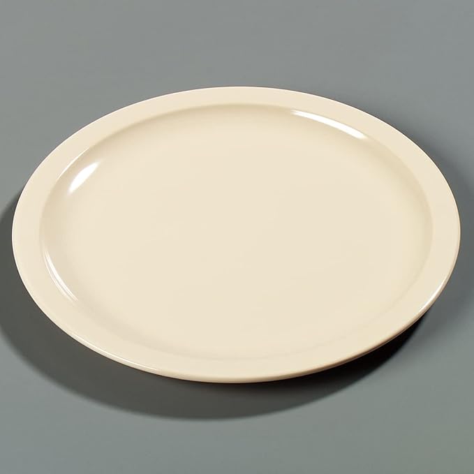 Carlisle FoodService Products Kingline Reusable Plastic Plate Appetizer Plate for Home and Restaurant, Melamine, 5.5 Inches, Tan, (Pack of 48)