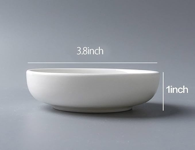 4pcs White Ceramic Seasoning Dishes Dipping Bowls Appetizer Plates,3.8 inch