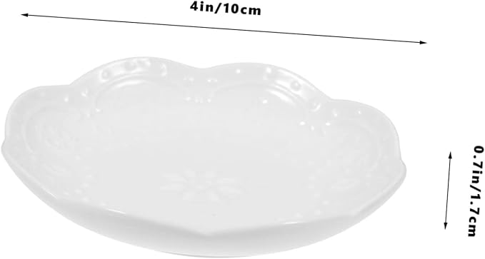 Flower Butterfly Embossed Ceramic Dipping Sauce Dish Set of 2 White Multifunctional Appetizer Plates for Snacks and Decorative Serving Bowls