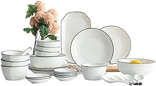 Dinnerware Sets - Luxury Gift Dishes Service Set, 29, 56 PCS Ceramic Dinnerware Set Bone China Tableware Dishes Plates Ceramic Combination Dinner Service Set,56-Piece Set
