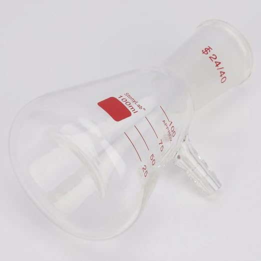 stonylab Filtering Flask with 24/40 Standard Taper Outer Joint, Heavy Wall Borosilicate Glass Filter Flask, Bolt Neck with Tubulation, 100 ml