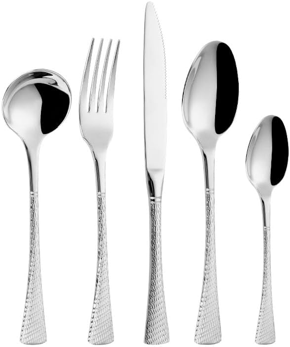 Stainless Steel Flatware serving set,Home Kitchen Eating Tableware Set,Dishwasher Safe,For Home Kitchen Restaurant Hote 5/20/30 Piece 304 Stainless Steel Steak Knife, Fork And Spoon, Western Food Tabl