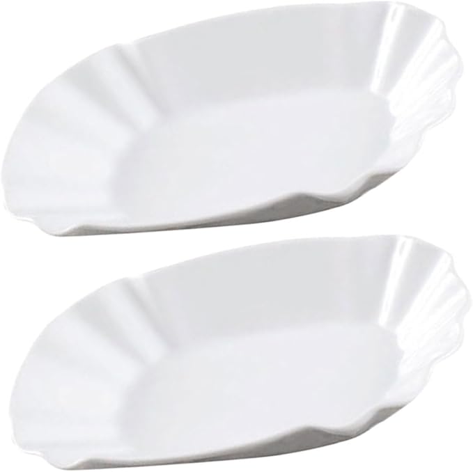 2pcs Ceramic Snack Plates French Fries Plate Appetizer Serving Trays for Snacks Decorative Seasoning Kitchen Sauce Dipping Dishes