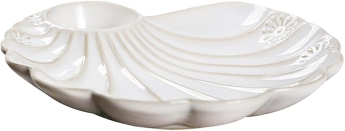 Shell Shape Ceramic Food Plate Vintage French Baroque Decorative Tableware for Desserts and Appetizers for Home Restaurant and Bakery Use
