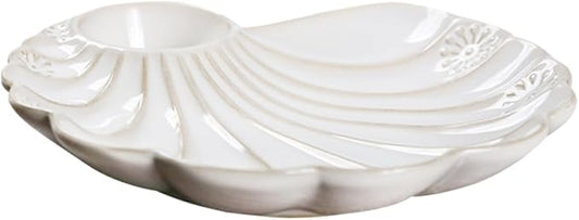 Shell Shape Ceramic Food Plate Vintage French Baroque Decorative Tableware for Desserts and Appetizers for Home Restaurant and Bakery Use