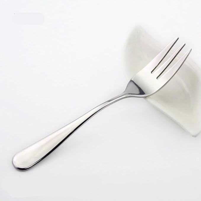HornTide 6-Piece Dessert Forks Set 3 Tines Fruit Salad Fork Flatware Stainless Steel Mirror Polishing 5.5-Inch 14cm
